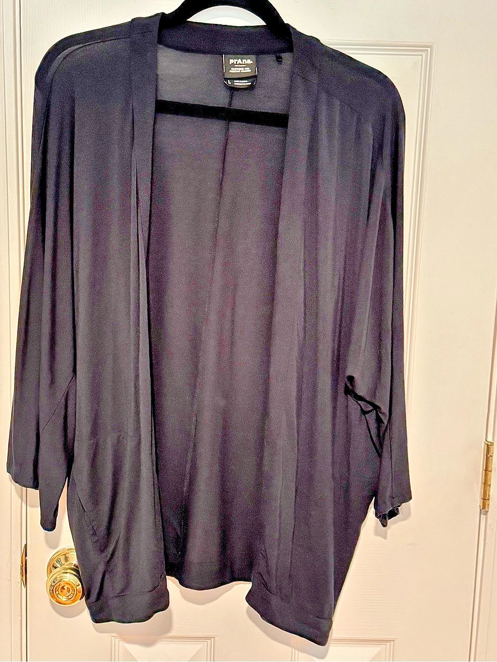 prAna Foundation Wrap Cardigan Black Draped Cardigan Large